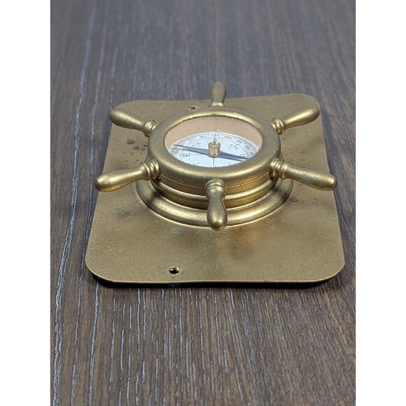VTG Brass Ship Wheel Compass Floating Dial Maritime Collectible Sailing Boating - Picture 4 of 8